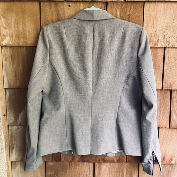RW & CO 14 Stretch Lining Suit Jacket Gray Office Career Blazer One Button Shawl - Picture 12 of 14